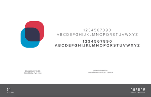 Catalyst for Consensus brand system page showing PMS 801 C cyan, PMS 192 C red, and the Proxima Nova typeface specimen