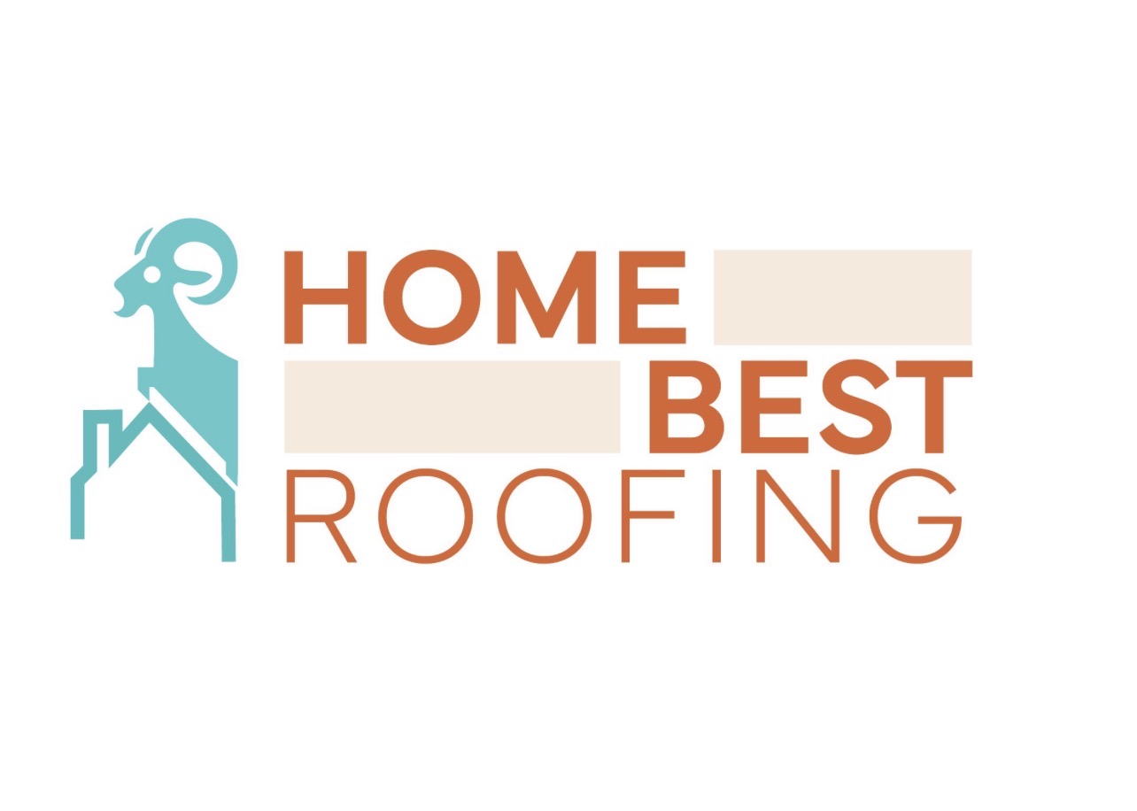 Home Best Roofing primary color logo — teal ram on a rooftop beside the terracotta wordmark