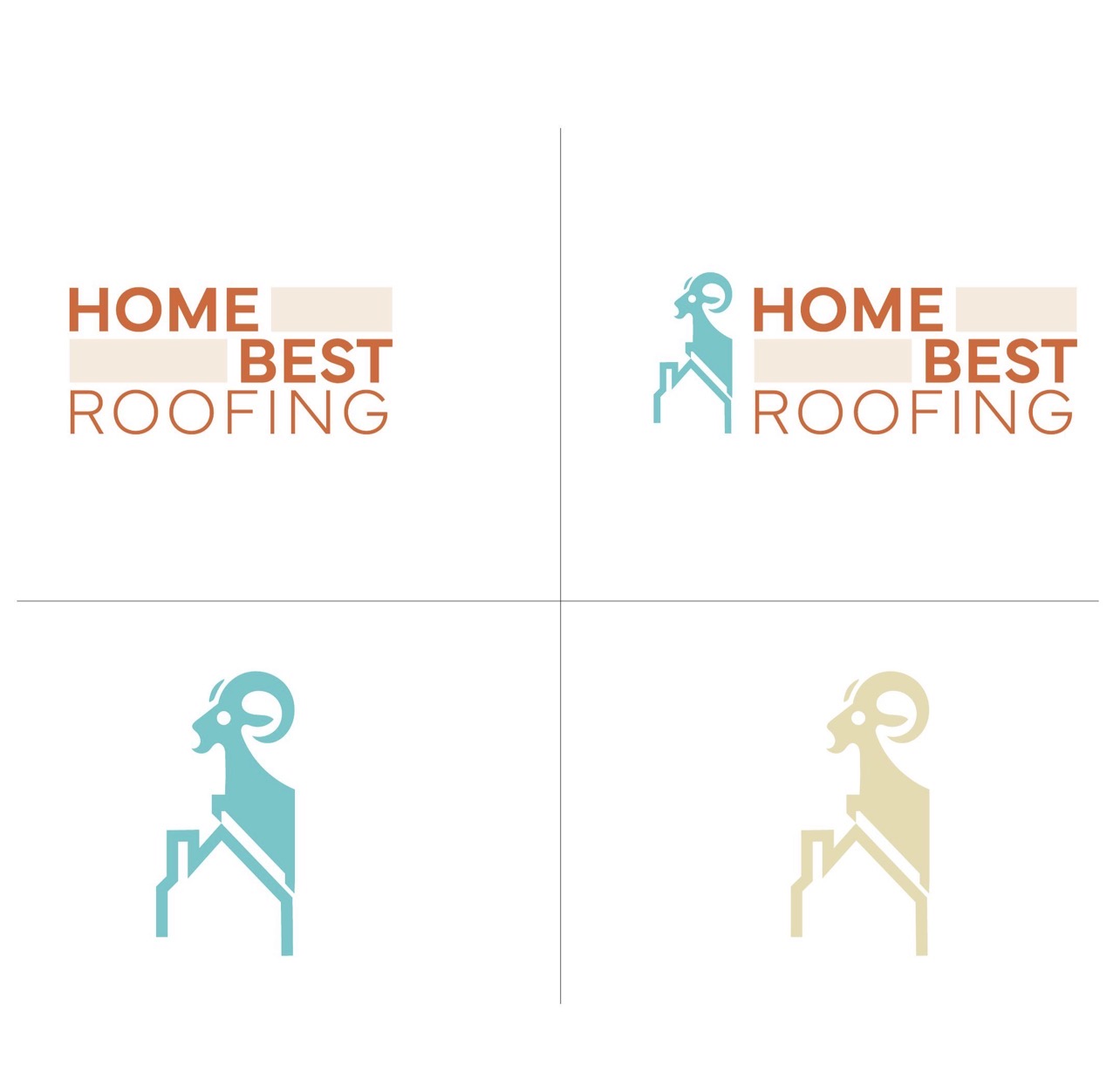 Logo variation system — wordmark only, full color lockup, teal ram mark, and cream ram mark